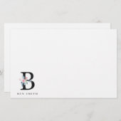 SOFT BLUSH BLUE FLORAL ALPHABETS NAME BRIEF B BRIEFPAPIER (Voorkant / Achterkant)