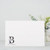 SOFT BLUSH BLUE FLORAL ALPHABETS NAME BRIEF B BRIEFPAPIER (Staand voorkant)