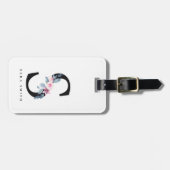 SOFT BLUSH BLUE FLORAL ALPHABETS NAME BRIEF BAGAGELABEL (Voorkant horizontaal)