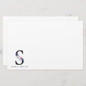 SOFT BLUSH BLUE FLORAL ALPHABETS NAME BRIEF BRIEFPAPIER (Voorkant / Achterkant)