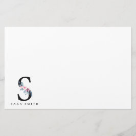 SOFT BLUSH BLUE FLORAL ALPHABETS NAME BRIEF BRIEFPAPIER