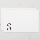 SOFT BLUSH BLUE FLORAL ALPHABETS NAME BRIEF BRIEFPAPIER (Voorkant / Achterkant)