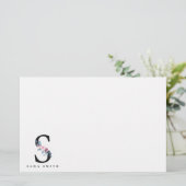 SOFT BLUSH BLUE FLORAL ALPHABETS NAME BRIEF BRIEFPAPIER (Staand voorkant)