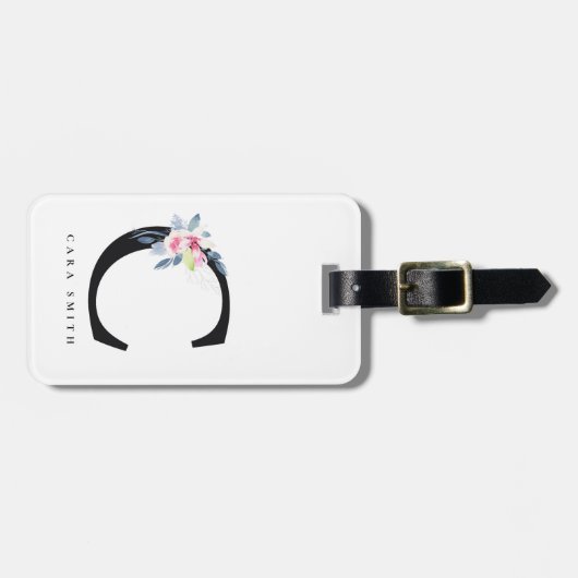 SOFT BLUSH BLUE FLORAL ALPHABETS NAME BRIEF C BAGAGELABEL (Voorkant horizontaal)