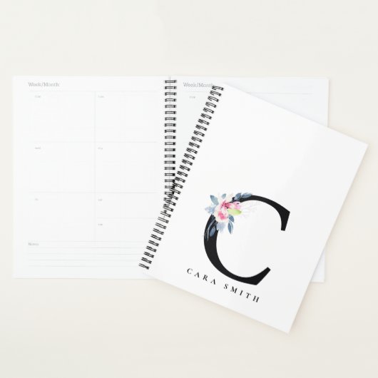 SOFT BLUSH BLUE FLORAL ALPHABETS NAME BRIEF C PLANNER (Display)