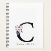 SOFT BLUSH BLUE FLORAL ALPHABETS NAME BRIEF C PLANNER (Voorkant)