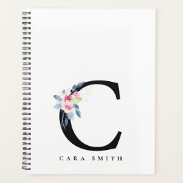 SOFT BLUSH BLUE FLORAL ALPHABETS NAME BRIEF C PLANNER