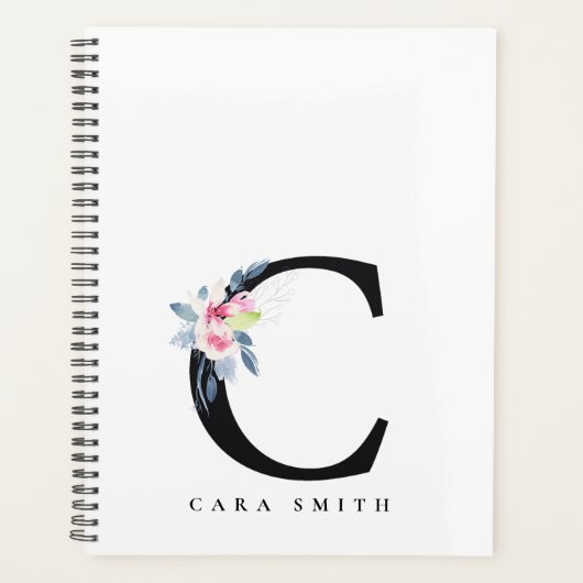 SOFT BLUSH BLUE FLORAL ALPHABETS NAME BRIEF C PLANNER (Voorkant)