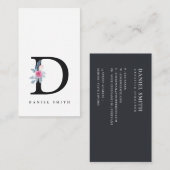 SOFT BLUSH BLUE FLORAL ALPHABETS NAME BRIEF D VISITEKAARTJE (Voorkant / Achterkant)