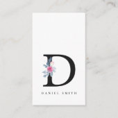 SOFT BLUSH BLUE FLORAL ALPHABETS NAME BRIEF D VISITEKAARTJE (Voorkant)