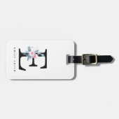 SOFT BLUSH BLUE FLORAL ALPHABETS NAME BRIEF E BAGAGELABEL (Voorkant horizontaal)