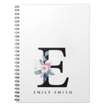 SOFT BLUSH BLUE FLORAL ALPHABETS NAME BRIEF E