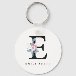 SOFT BLUSH BLUE FLORAL ALPHABETS NAME BRIEF E SLEUTELHANGER