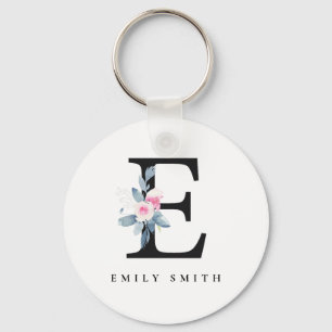 SOFT BLUSH BLUE FLORAL ALPHABETS NAME BRIEF E SLEUTELHANGER