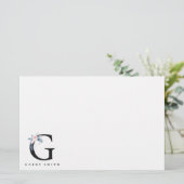 SOFT BLUSH BLUE FLORAL ALPHABETS NAME BRIEF G BRIEFPAPIER (Staand voorkant)