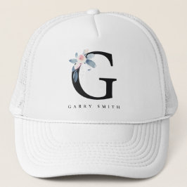 SOFT BLUSH BLUE FLORAL ALPHABETS NAME BRIEF G TRUCKER PET