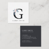 SOFT BLUSH BLUE FLORAL ALPHABETS NAME BRIEF G VIERKANTE VISITEKAARTJE (Voorkant / Achterkant)