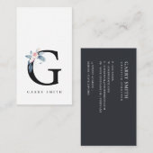 SOFT BLUSH BLUE FLORAL ALPHABETS NAME BRIEF G VISITEKAARTJE (Voorkant / Achterkant)
