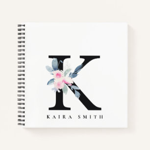 SOFT BLUSH BLUE FLORAL ALPHABETS NAME BRIEF I NOTITIEBOEK
