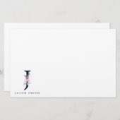 SOFT BLUSH BLUE FLORAL ALPHABETS NAME BRIEF J BRIEFPAPIER (Voorkant / Achterkant)