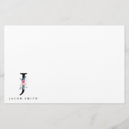 SOFT BLUSH BLUE FLORAL ALPHABETS NAME BRIEF J BRIEFPAPIER