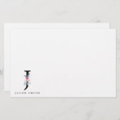 SOFT BLUSH BLUE FLORAL ALPHABETS NAME BRIEF J BRIEFPAPIER (Voorkant / Achterkant)