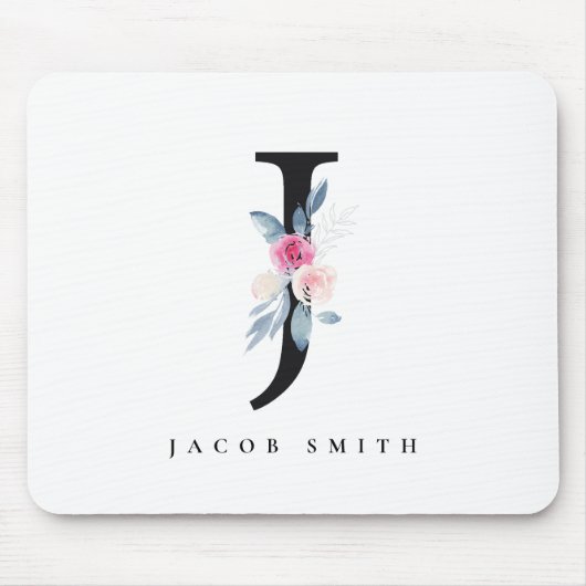 SOFT BLUSH BLUE FLORAL ALPHABETS NAME BRIEF J MUISMAT (Voorkant)