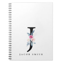 SOFT BLUSH BLUE FLORAL ALPHABETS NAME BRIEF J
