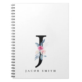 SOFT BLUSH BLUE FLORAL ALPHABETS NAME BRIEF J NOTITIEBOEK
