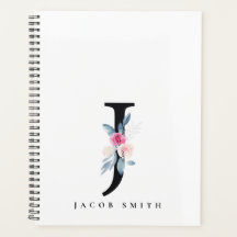 SOFT BLUSH BLUE FLORAL ALPHABETS NAME BRIEF J