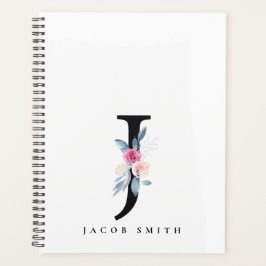 SOFT BLUSH BLUE FLORAL ALPHABETS NAME BRIEF J PLANNER