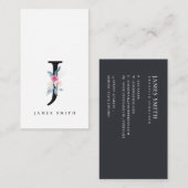 SOFT BLUSH BLUE FLORAL ALPHABETS NAME BRIEF J VISITEKAARTJE (Voorkant / Achterkant)