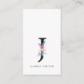 SOFT BLUSH BLUE FLORAL ALPHABETS NAME BRIEF J VISITEKAARTJE (Voorkant)