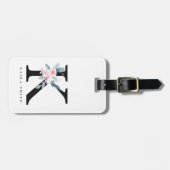 SOFT BLUSH BLUE FLORAL ALPHABETS NAME BRIEF K BAGAGELABEL (Voorkant horizontaal)