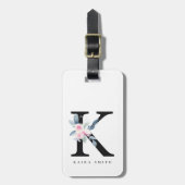 SOFT BLUSH BLUE FLORAL ALPHABETS NAME BRIEF K BAGAGELABEL (Voorkant verticaal)