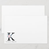 SOFT BLUSH BLUE FLORAL ALPHABETS NAME BRIEF K BRIEFPAPIER (Voorkant / Achterkant)