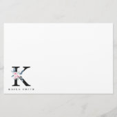 SOFT BLUSH BLUE FLORAL ALPHABETS NAME BRIEF K BRIEFPAPIER (Voorkant)