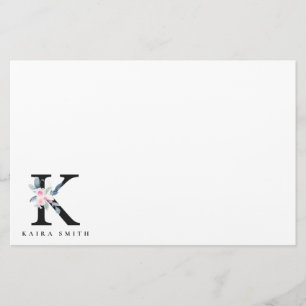 SOFT BLUSH BLUE FLORAL ALPHABETS NAME BRIEF K BRIEFPAPIER