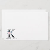 SOFT BLUSH BLUE FLORAL ALPHABETS NAME BRIEF K BRIEFPAPIER (Voorkant / Achterkant)