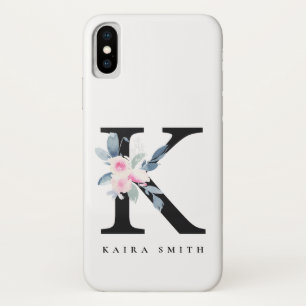 SOFT BLUSH BLUE FLORAL ALPHABETS NAME BRIEF K Case-Mate iPhone CASE