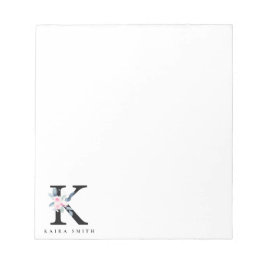 SOFT BLUSH BLUE FLORAL ALPHABETS NAME BRIEF K NOTITIEBLOK