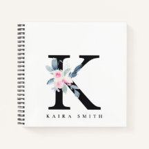 SOFT BLUSH BLUE FLORAL ALPHABETS NAME BRIEF K