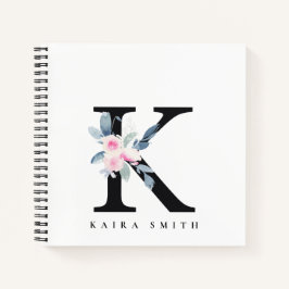 SOFT BLUSH BLUE FLORAL ALPHABETS NAME BRIEF K NOTITIEBOEK