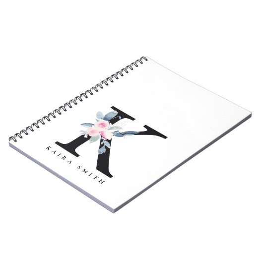 SOFT BLUSH BLUE FLORAL ALPHABETS NAME BRIEF K NOTITIEBOEK (Linkerzijde)