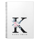 SOFT BLUSH BLUE FLORAL ALPHABETS NAME BRIEF K NOTITIEBOEK (Voorkant)