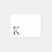 SOFT BLUSH BLUE FLORAL ALPHABETS NAME BRIEF K POST-IT® NOTES (Voorkant)