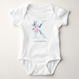 SOFT BLUSH BLUE FLORAL ALPHABETS NAME BRIEF K ROMPER
