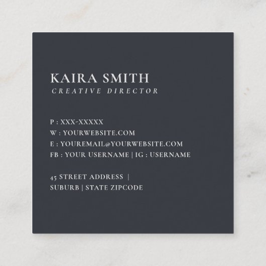 SOFT BLUSH BLUE FLORAL ALPHABETS NAME BRIEF K VIERKANTE VISITEKAARTJE (Achterkant)