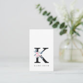 SOFT BLUSH BLUE FLORAL ALPHABETS NAME BRIEF K VISITEKAARTJE (Staand voorkant)
