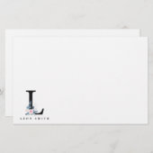 SOFT BLUSH BLUE FLORAL ALPHABETS NAME BRIEF L BRIEFPAPIER (Voorkant / Achterkant)